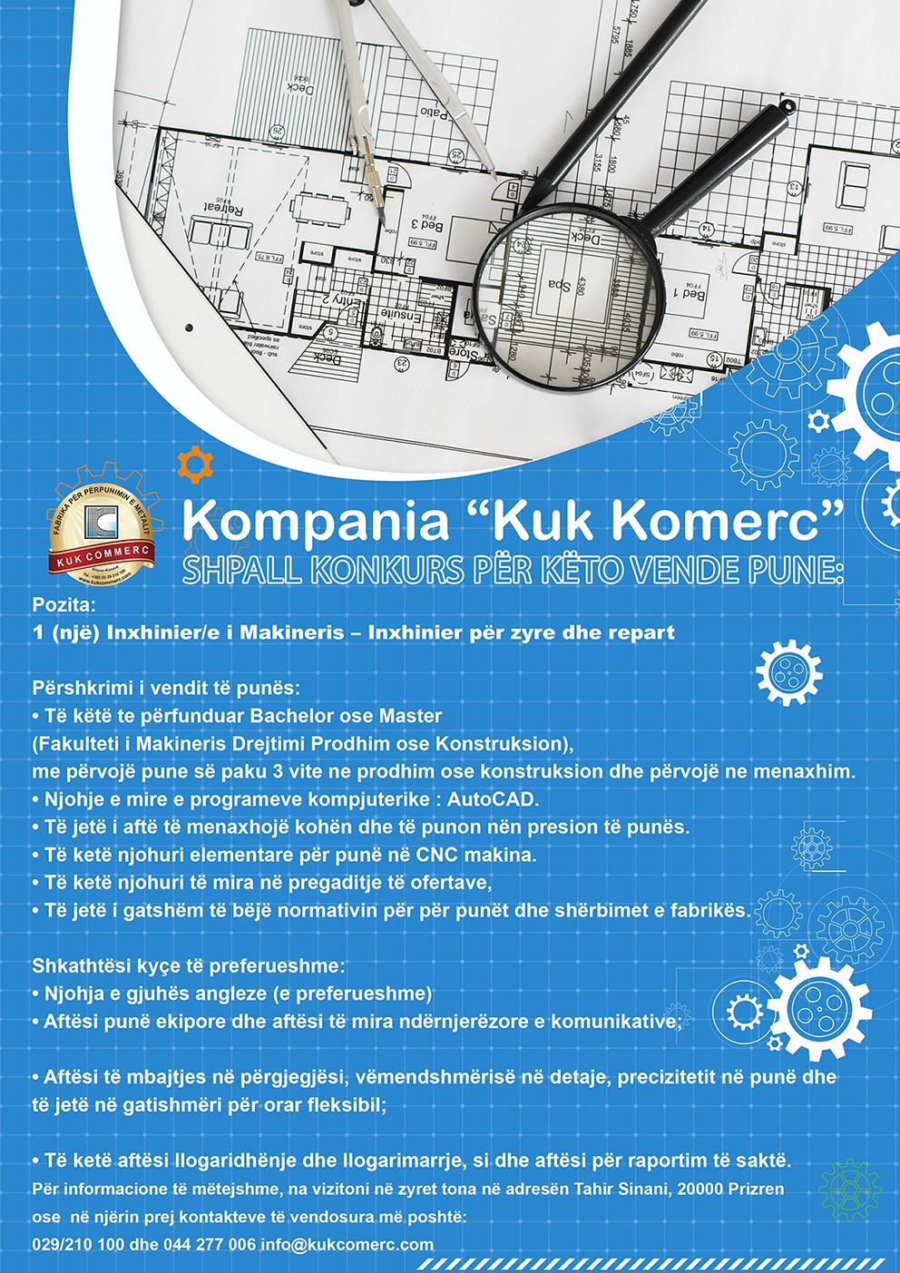 Inxhinier/e i Makineris – Inxhinier për zyre dhe repart